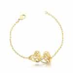 PULSEIRA CORAÇÕES - BANHO OURO AMARELO