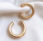 MEIA ARGOLA TUBOLAR - BANHO OURO AMARELO - Imagem 3