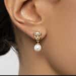 BRINCO DE PANTERA COM PEROLA - BANHO OURO AMARELO - Imagem 2