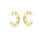 ARGOLA LATERAL COM ZIRCONIAS - BANHO OURO AMARELO