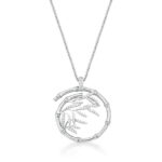 CORRENTE E PINGENTE BAMBOO - RODIO BRANCO