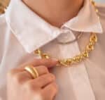 MEGA COLAR MALHA CORDA - BANHO EM OURO AMARELO - Imagem 2