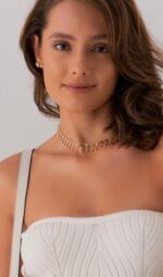 CHOKER TRIANGULO E GOTAS - BANHO OURO AMARELO - Imagem 2