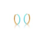 ARGOLA COM ESMALTE AZUL - BANHO EM OURO AMARELO