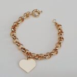 PULSEIRA ELOS PORTUGUESES COM CORAÇÃO - BANHO EM OURO AMARELO