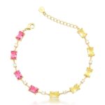 BRACELETE PEDRAS COLORS - BANHO OURO AMARELO