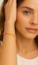 BRACELETE PEDRAS COLORS - BANHO OURO AMARELO - Imagem 2