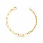 PULSEIRA MEIO DUPLA COM ELOS E OUTRA ELOS OVAIS GRANDES - BANHO EM OURO AMARELO