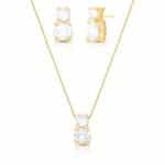 CONJUNTO PONTO DE LUZ DUPLO - BANHO OURO AMARELO