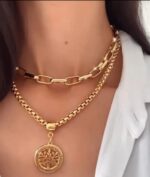 COLAR MALHA PIPOCA COM PINGENTE ARVORE DA VIDA - BANHO EM OURO AMARELO - Imagem 3