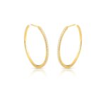 MEIA ARGOLA FINA COM ZIRCONIAS - BANHO EM OURO AMARELO