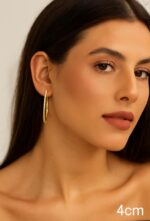 MEIA ARGOLA FINA COM ZIRCONIAS - BANHO EM OURO AMARELO - Imagem 2