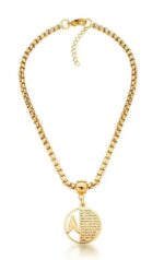 COLAR  MALHA PIPOCA PINGENTE PAI NOSSO - BANHO EM OURO AMARELO