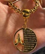 COLAR  MALHA PIPOCA PINGENTE PAI NOSSO - BANHO EM OURO AMARELO - Imagem 2